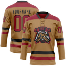 Загрузить изображение в средство просмотра галереи, Custom Old Gold Cardinal-Black Hockey Lace Neck Jersey