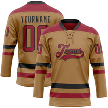 Загрузить изображение в средство просмотра галереи, Custom Old Gold Cardinal-Black Hockey Lace Neck Jersey