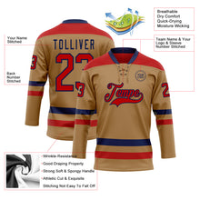 Загрузить изображение в средство просмотра галереи, Custom Old Gold Red-Navy Hockey Lace Neck Jersey