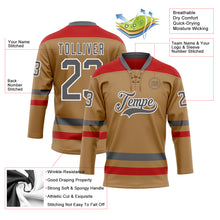 Загрузить изображение в средство просмотра галереи, Custom Old Gold Steel Gray-Red Hockey Lace Neck Jersey