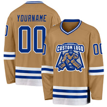Загрузить изображение в средство просмотра галереи, Custom Old Gold Royal-White Hockey Jersey