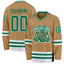 Загрузить изображение в средство просмотра галереи, Custom Old Gold Kelly Green-White Hockey Jersey