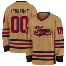 Загрузить изображение в средство просмотра галереи, Custom Old Gold Maroon-Black Hockey Jersey