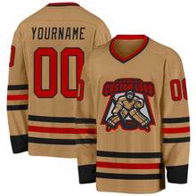 Загрузить изображение в средство просмотра галереи, Custom Old Gold Red-Black Hockey Jersey