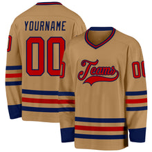 Загрузить изображение в средство просмотра галереи, Custom Old Gold Red-Navy Hockey Jersey
