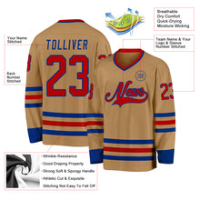 Загрузить изображение в средство просмотра галереи, Custom Old Gold Red-Royal Hockey Jersey