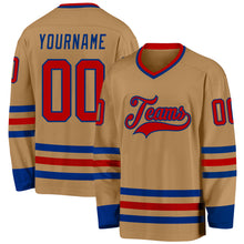 Загрузить изображение в средство просмотра галереи, Custom Old Gold Red-Royal Hockey Jersey