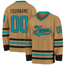 Загрузить изображение в средство просмотра галереи, Custom Old Gold Teal-Black Hockey Jersey