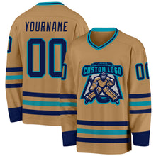 Charger l'image dans la galerie, Custom Old Gold Navy-Teal Hockey Jersey