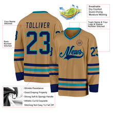 Charger l'image dans la galerie, Custom Old Gold Navy-Teal Hockey Jersey