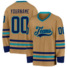 Charger l'image dans la galerie, Custom Old Gold Navy-Teal Hockey Jersey