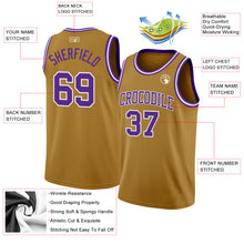 Charger l'image dans la galerie, Custom Old Gold Purple-White Authentic Basketball Jersey