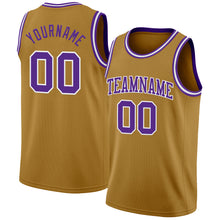 Charger l'image dans la galerie, Custom Old Gold Purple-White Authentic Basketball Jersey