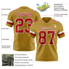 Load image into Gallery viewer, Custom Old Gold Red-White Authentic Football Jersey