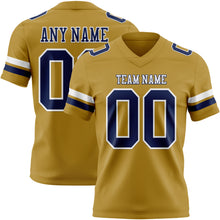 Load image into Gallery viewer, Custom Old Gold Navy-White Authentic Football Jersey