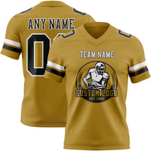 Load image into Gallery viewer, Custom Old Gold Black-White Authentic Football Jersey