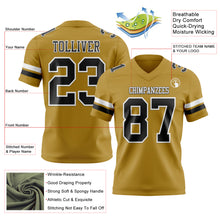 Load image into Gallery viewer, Custom Old Gold Black-White Authentic Football Jersey