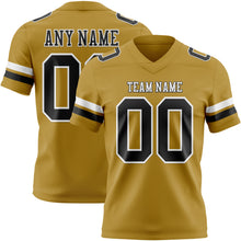 Load image into Gallery viewer, Custom Old Gold Black-White Authentic Football Jersey