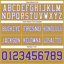 Load image into Gallery viewer, Custom Old Gold Purple-White Authentic Football Jersey