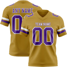 Load image into Gallery viewer, Custom Old Gold Purple-White Authentic Football Jersey