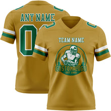 Load image into Gallery viewer, Custom Old Gold Kelly Green-White Authentic Football Jersey