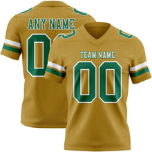 Load image into Gallery viewer, Custom Old Gold Kelly Green-White Authentic Football Jersey