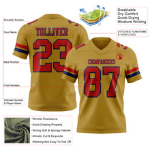 Load image into Gallery viewer, Custom Old Gold Red-Navy Authentic Football Jersey