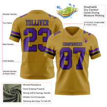 Load image into Gallery viewer, Custom Old Gold Purple-Black Authentic Football Jersey
