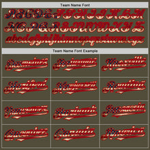 Load image into Gallery viewer, Custom Olive Vintage USA Flag-Red Mesh Authentic Throwback Salute To Service Baseball Jersey