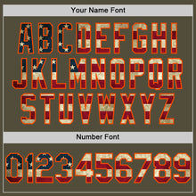 Load image into Gallery viewer, Custom Olive Vintage USA Flag-Orange Mesh Authentic Throwback Salute To Service Baseball Jersey