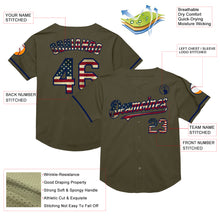 Load image into Gallery viewer, Custom Olive Vintage USA Flag-Navy Mesh Authentic Throwback Salute To Service Baseball Jersey