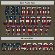 Load image into Gallery viewer, Custom Olive Vintage USA Flag-Navy Mesh Authentic Throwback Salute To Service Baseball Jersey