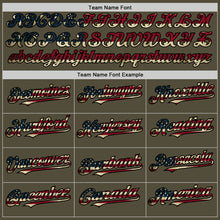Load image into Gallery viewer, Custom Olive Vintage USA Flag-Black Mesh Authentic Throwback Salute To Service Baseball Jersey