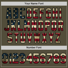 Load image into Gallery viewer, Custom Olive Vintage USA Flag-Black Mesh Authentic Throwback Salute To Service Baseball Jersey