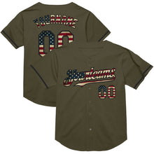 Load image into Gallery viewer, Custom Olive Vintage USA Flag-Black Mesh Authentic Throwback Salute To Service Baseball Jersey