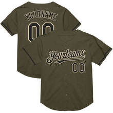 Load image into Gallery viewer, Custom Olive Black-Cream Mesh Authentic Throwback Salute To Service Baseball Jersey