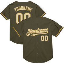 Load image into Gallery viewer, Custom Olive Cream-Old Gold Mesh Authentic Throwback Salute To Service Baseball Jersey