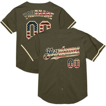 Load image into Gallery viewer, Custom Olive Vintage USA Flag-Cream Mesh Authentic Throwback Salute To Service Baseball Jersey