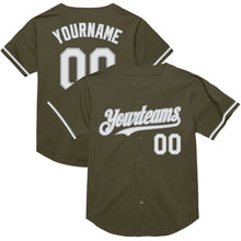 Load image into Gallery viewer, Custom Olive White-Gray Mesh Authentic Throwback Salute To Service Baseball Jersey