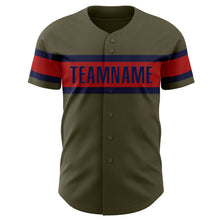 Load image into Gallery viewer, Custom Olive Red-Navy Authentic Salute To Service Baseball Jersey