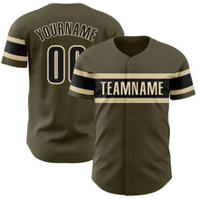 Load image into Gallery viewer, Custom Olive Black-Cream Authentic Salute To Service Baseball Jersey