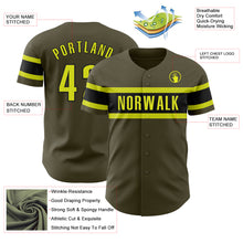 Load image into Gallery viewer, Custom Olive Neon Yellow-Black Authentic Salute To Service Baseball Jersey