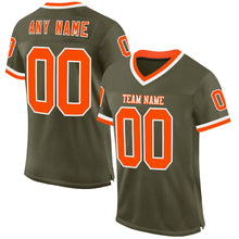 Laden Sie das Bild in den Galerie-Viewer, Custom Olive Orange-White Mesh Authentic Throwback Salute To Service Football Jersey