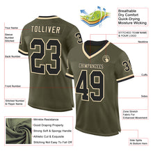 Laden Sie das Bild in den Galerie-Viewer, Custom Olive Black-Cream Mesh Authentic Throwback Salute To Service Football Jersey