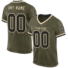 Laden Sie das Bild in den Galerie-Viewer, Custom Olive Black-Cream Mesh Authentic Throwback Salute To Service Football Jersey