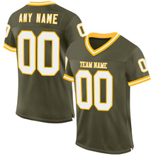 Charger l'image dans la galerie, Custom Olive White-Gold Mesh Authentic Throwback Salute To Service Football Jersey