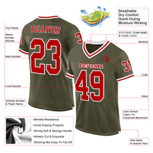 Load image into Gallery viewer, Custom Olive Red-White Mesh Authentic Throwback Salute To Service Football Jersey