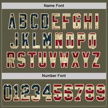Load image into Gallery viewer, Custom Olive Vintage USA Flag Cream-Red Mesh Authentic Throwback Salute To Service Football Jersey