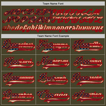 Load image into Gallery viewer, Custom Olive Vintage USA Flag Red-Cream Salute To Service Hockey Lace Neck Jersey