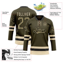 Charger l'image dans la galerie, Custom Olive Camo Black-Cream Salute To Service Hockey Lace Neck Jersey